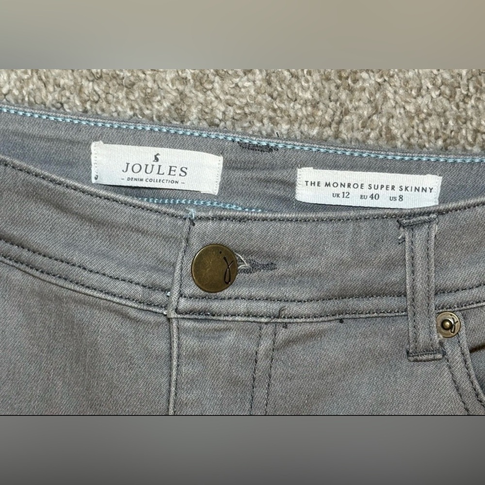 Joules Jeans Womens UK 12 US 8 Gray Skinny Leg Stretch Denim Monroe 30x31 - Picture 6 of 9